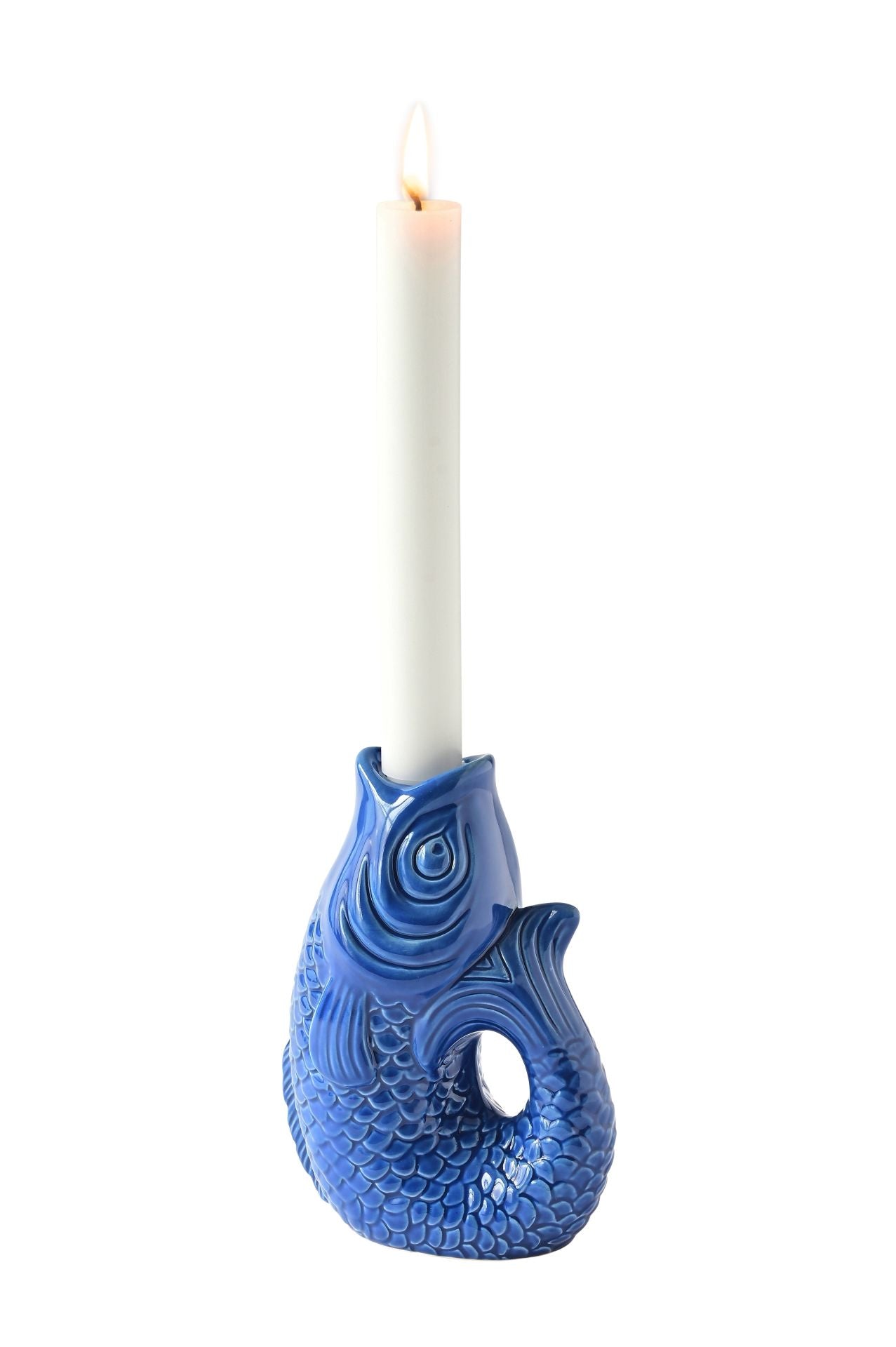 Bougeoir poisson (grand modèle) "monsieur Carafon" - bleu Azur