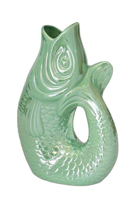 Vase poisson Monsieur Carafon, taille L, vert rainbow mint