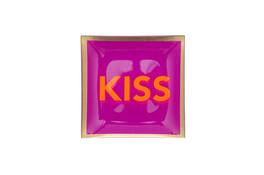 Assiette en verre "KISS", taille S, fuchsia