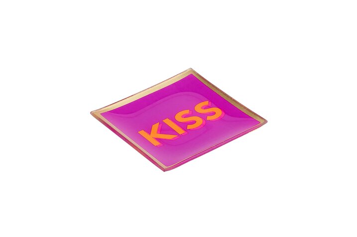 Assiette en verre "KISS", taille S, fuchsia