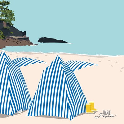 Petit tableau CABINE DE PLAGE 11 x 11 cm