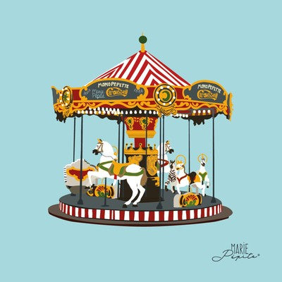 Petit tableau MANEGE CARROUSEL 11 x 11 cm