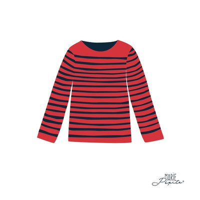 Petit tableau MARINIERE ROUGE 11 x 11 cm