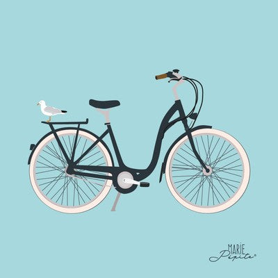 Petit tableau VELO bord de MER 11 x 11 cm