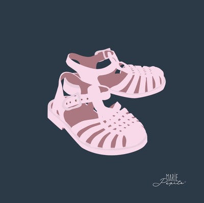 Petit tableau SANDALES ROSES 11 x 11 cm