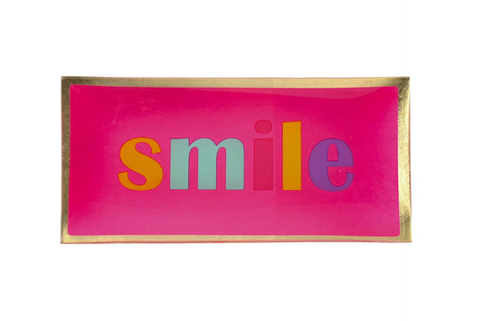 Assiette en verre "SMILE", taille L, neon pink