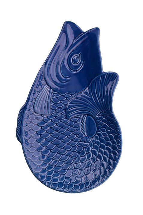 Assiette déco poisson "Monsieur Carafon", coloris bleu azur