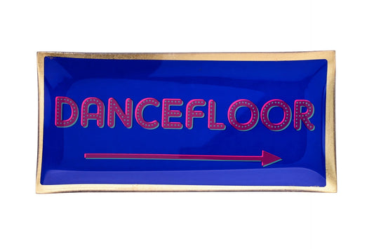 Assiette en verre "Dancefloor", taille L, blue