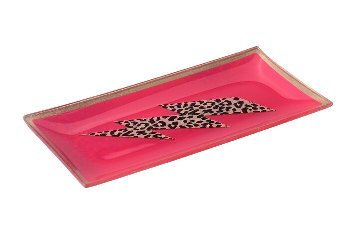 Assiette en verre "lightning bold", taille L, neon pink