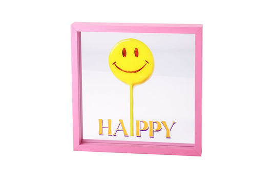 Tableau en verre smiley "happy"