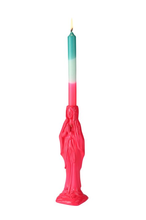 Bougeoir rose fluo "vierge marie"