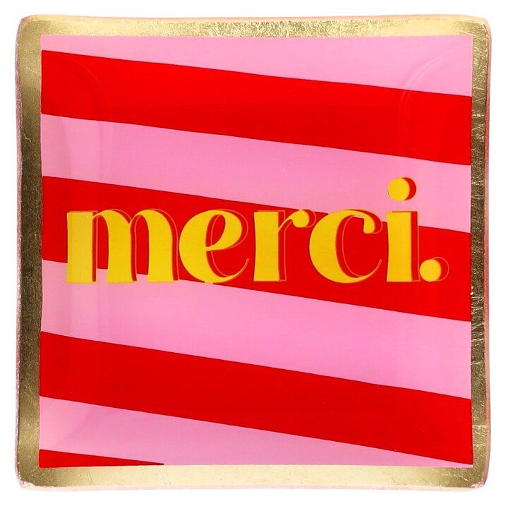 Assiette en verre "MERCI", taille S