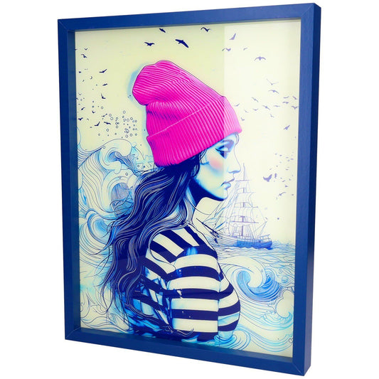 Tableau en verre 'la femme du marin'  - 35 X 45  cm