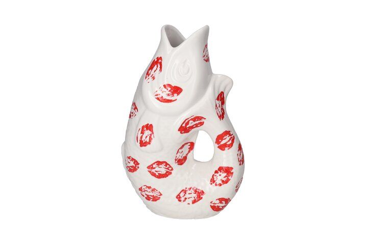 Vase carafe poisson Monsieur Carafon, taille S, blanc bisous