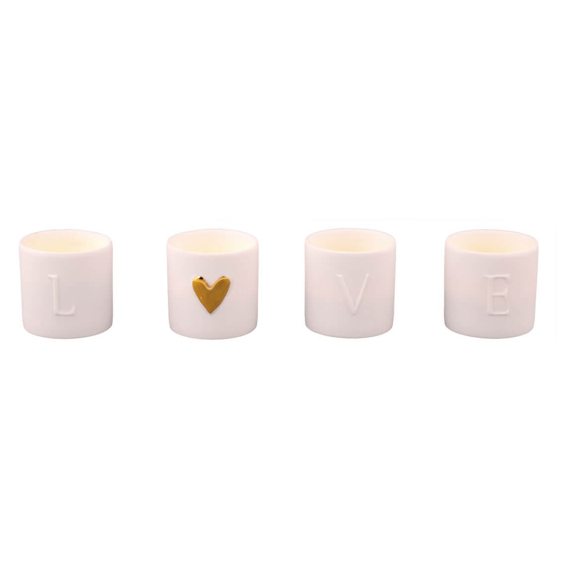 set de 4 photophores LOVE porcelaine- räder