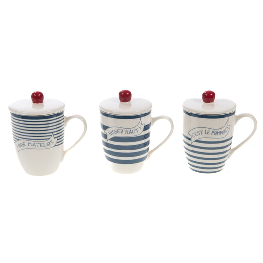 MUG avec filtre et couvercle "MARINIERE" -  3modèles différents - Amadeus