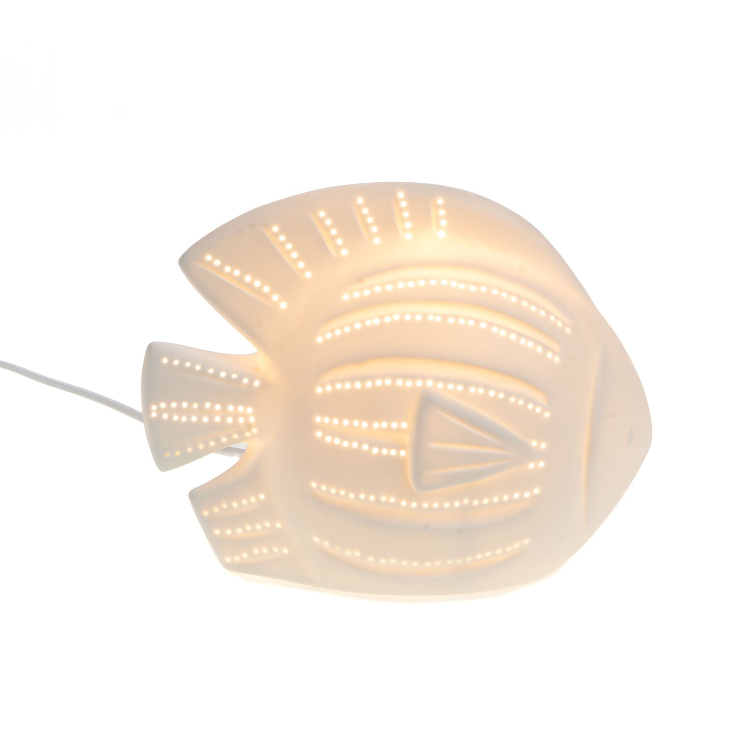LAMPE POISSON en PORCELAINE BLANCHE