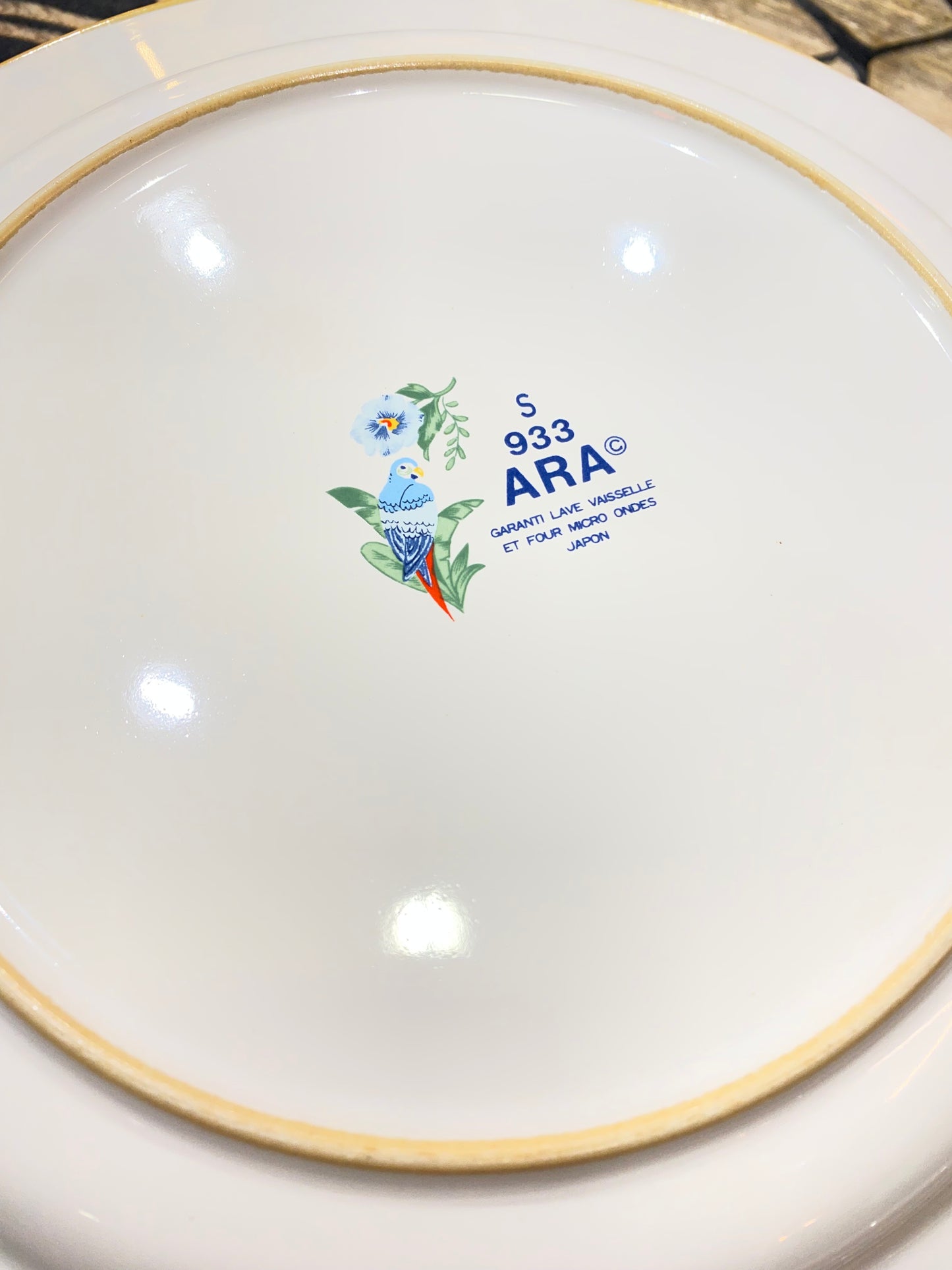 lot de 6 assiettes à dessert "ARA" Japon Hibiscus et Perroquet