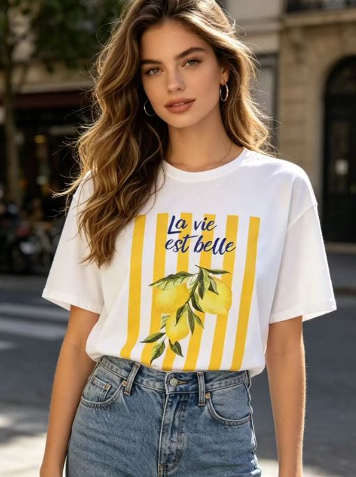 T-shirt imprimé "LA VIE EST BELLE" T.U