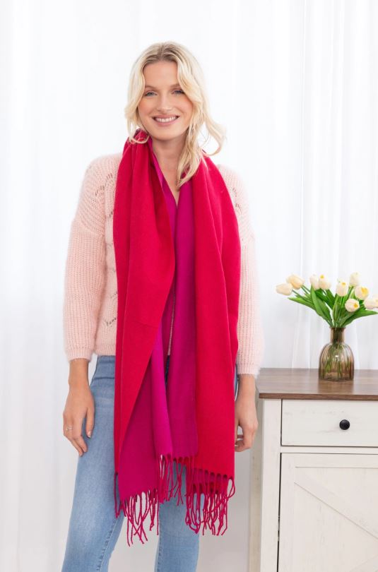 Echarpe douce unie bicolore avec laine