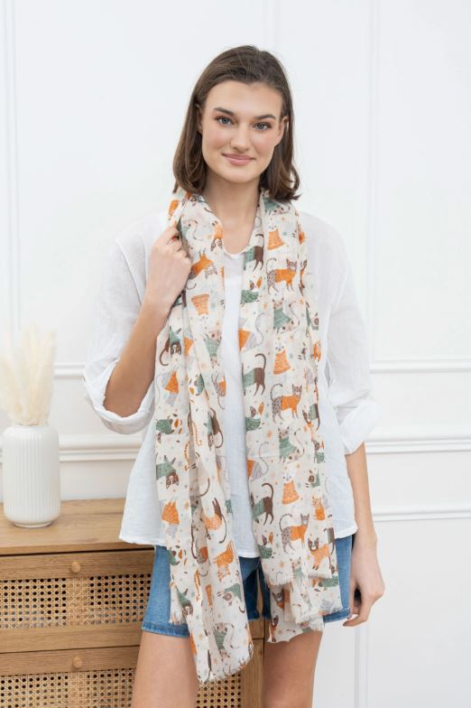 Foulard imprimé chat