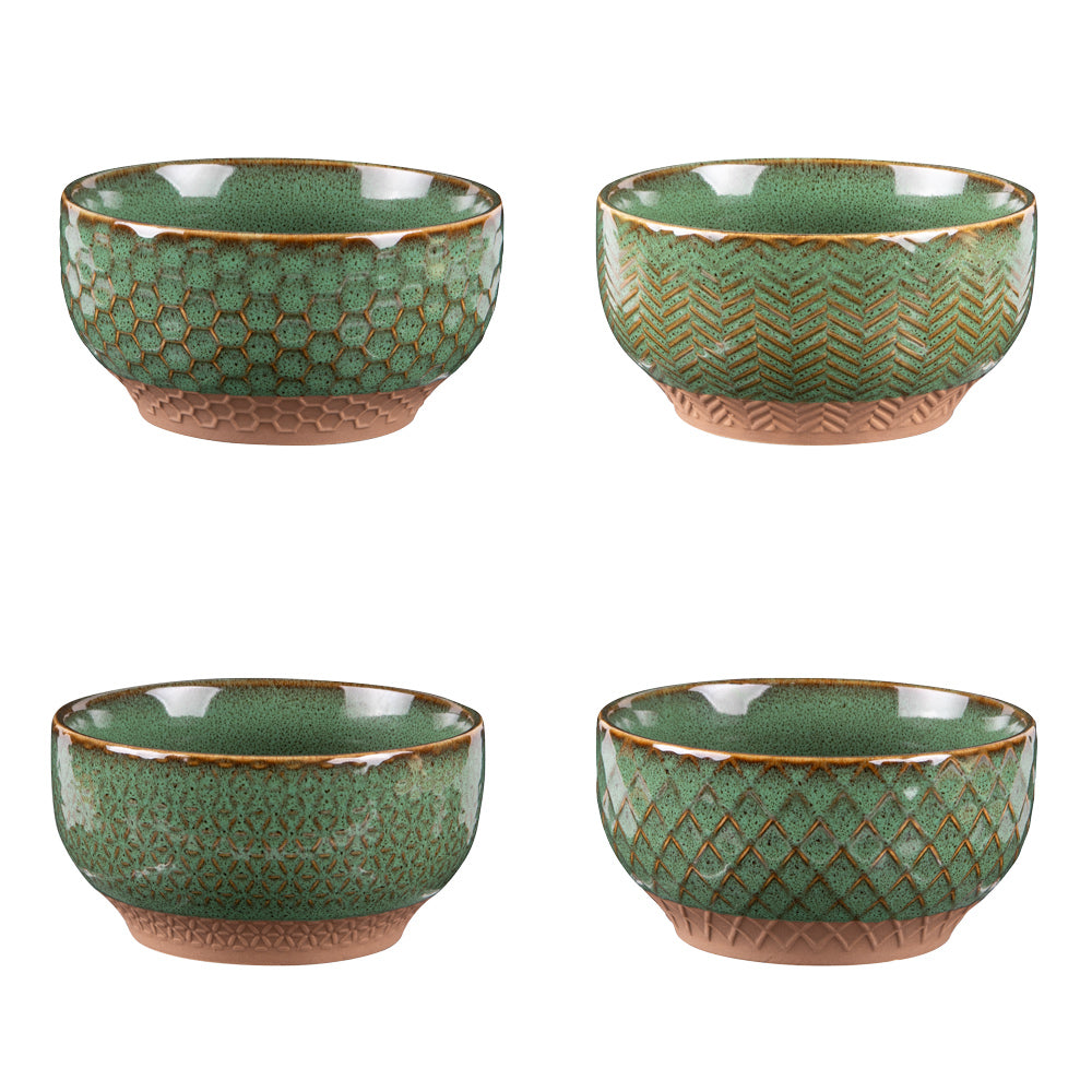 Coffret de 4 coupelles porcelaine "Jaspe" vert