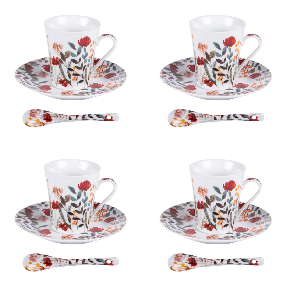 Coffret 4 tasses avec cuillères "Flor"