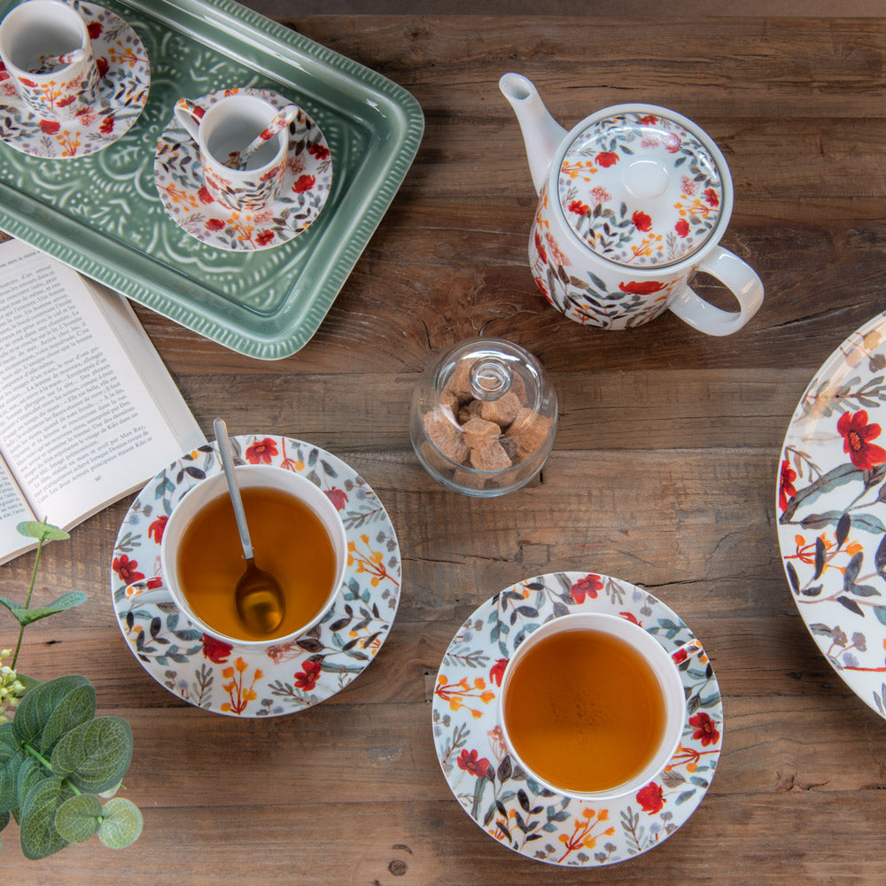Coffret 4 tasses avec cuillères "Flor"