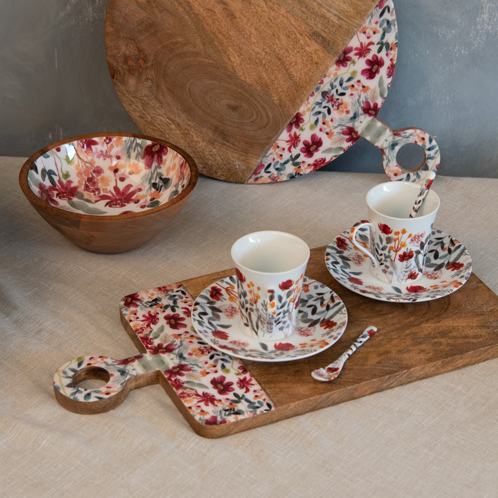 Coffret 4 tasses avec cuillères "Flor"