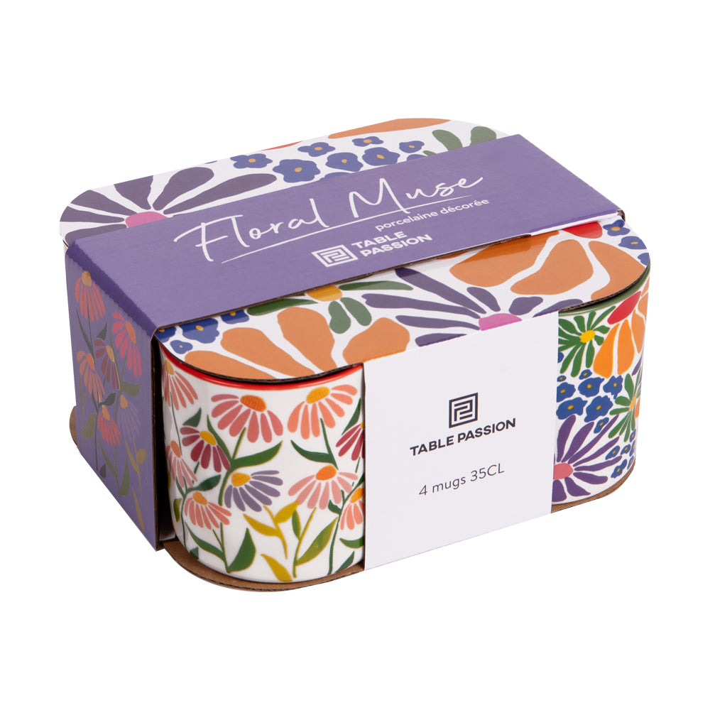 Coffret de 4 mugs "Floral"