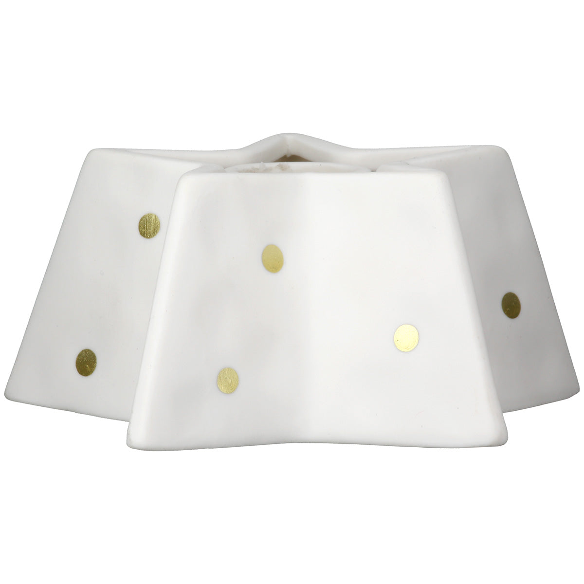 Chandelier porcelaine blanche à pois dorés