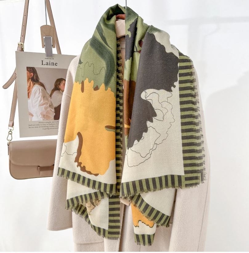 Foulard châle carré viscose 130X 130cm imprimé