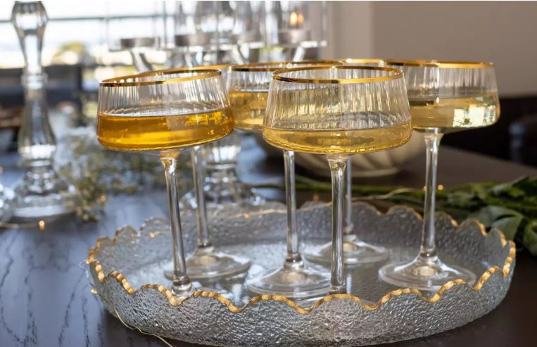 Lot de 6 coupettes à champagne bord doré