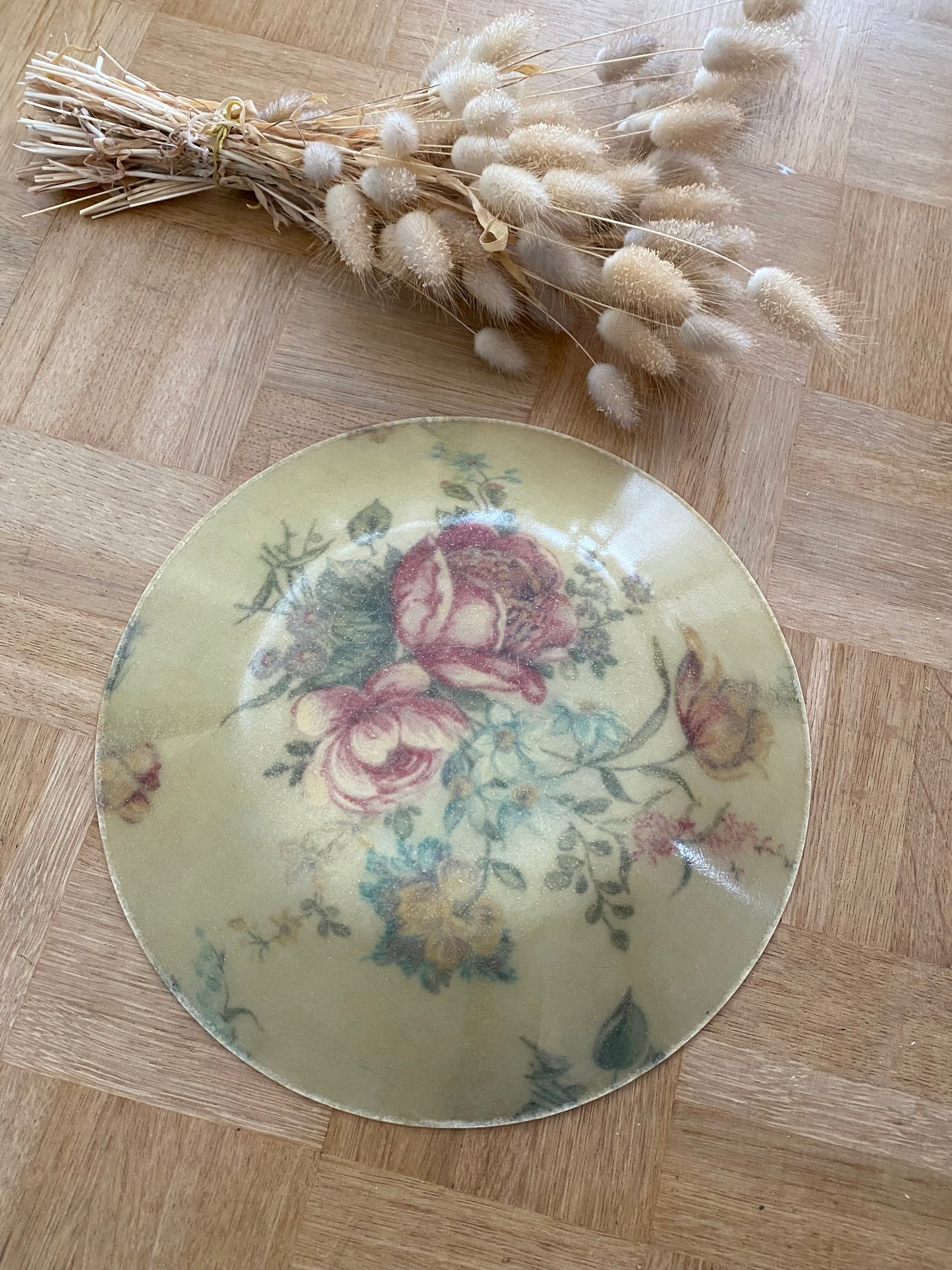 Saladier fleuri 1960 fibre de verre