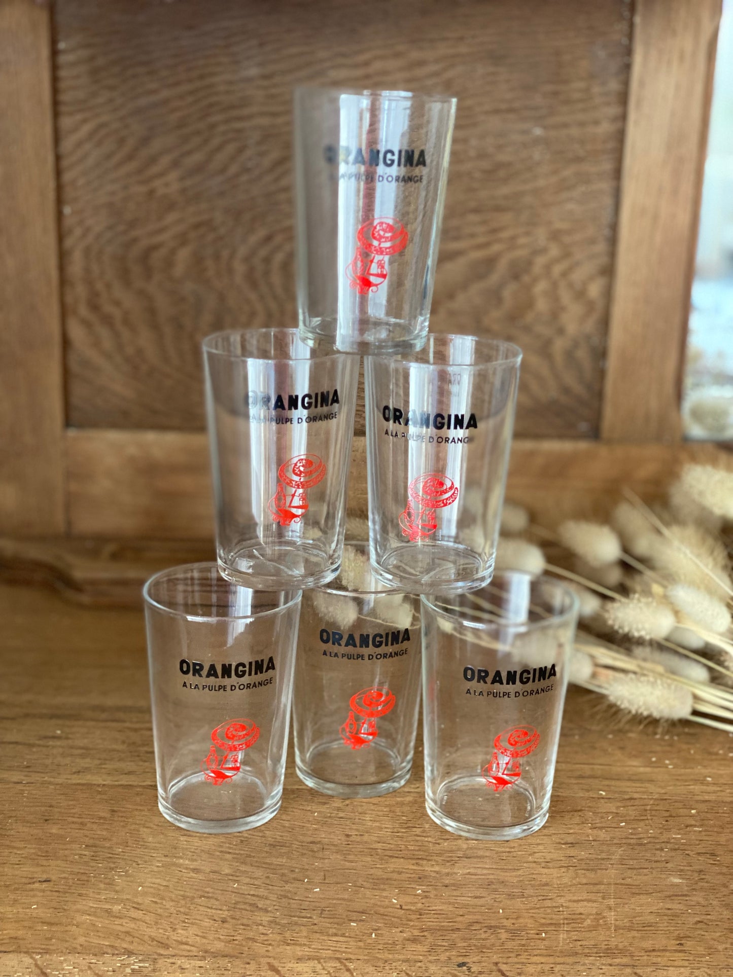 6 verres orangina 1950