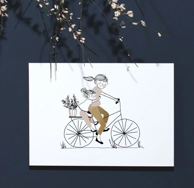 AFFICHE A3 - Balade à Vélo "Maman & sa fille"- My Lovely Thing