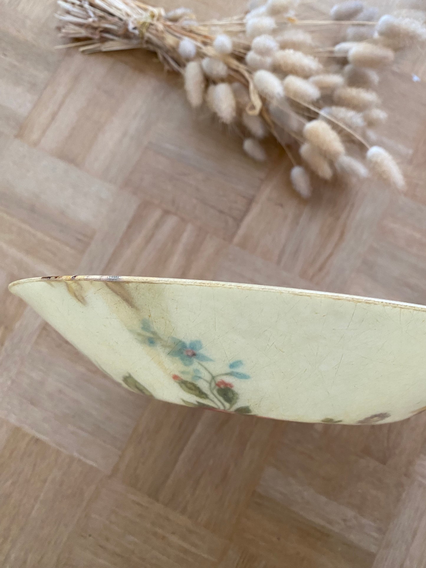 Saladier fleuri 1960 fibre de verre