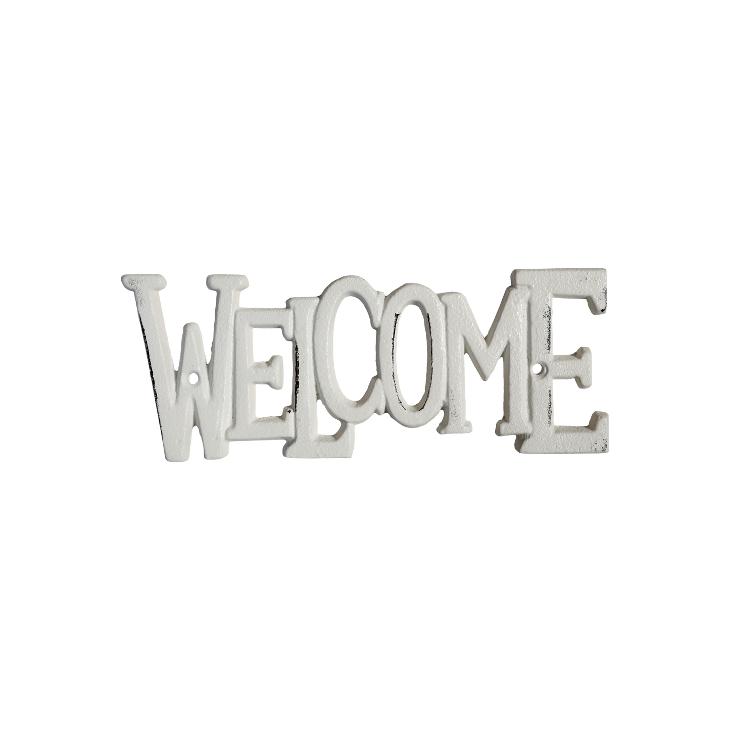 Welcome métal blanc vieilli