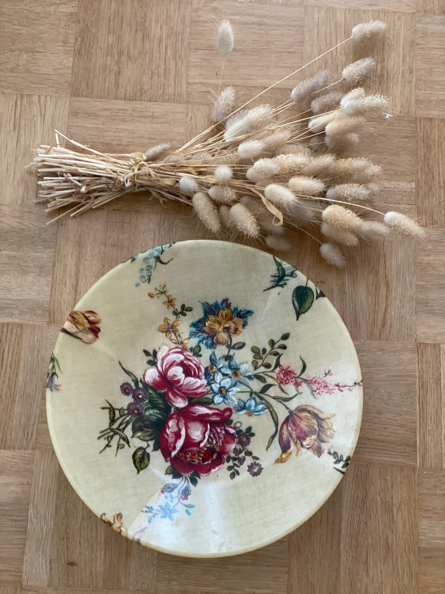 Saladier fleuri 1960 fibre de verre