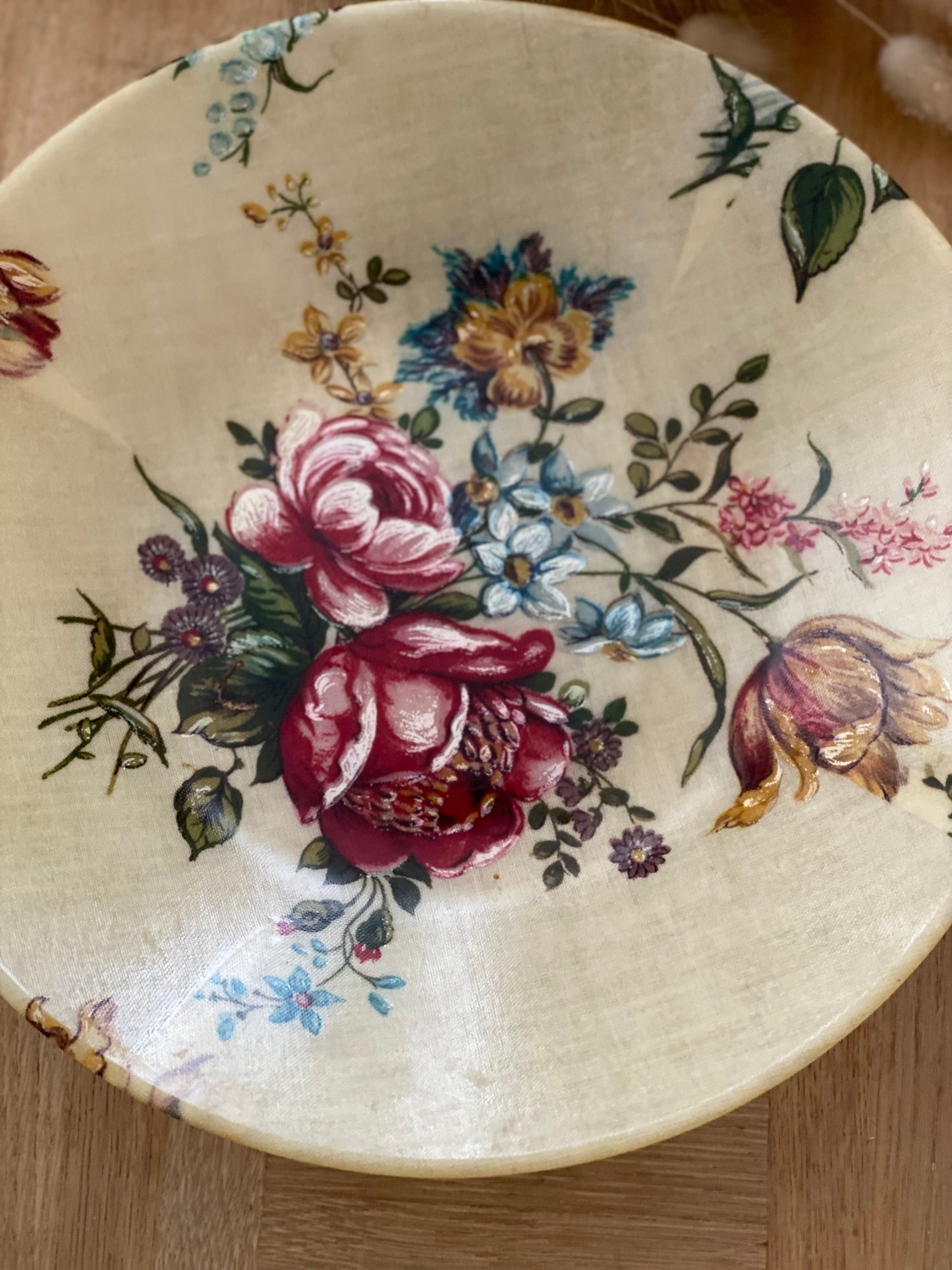 Saladier fleuri 1960 fibre de verre