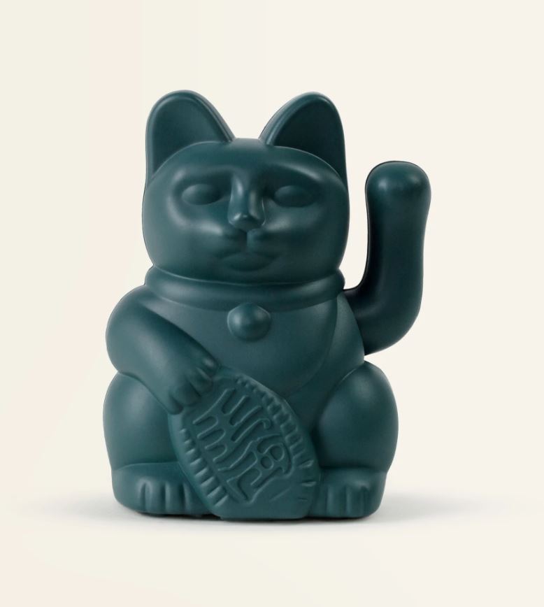 Mini lucky cat solaire vert 'famille'