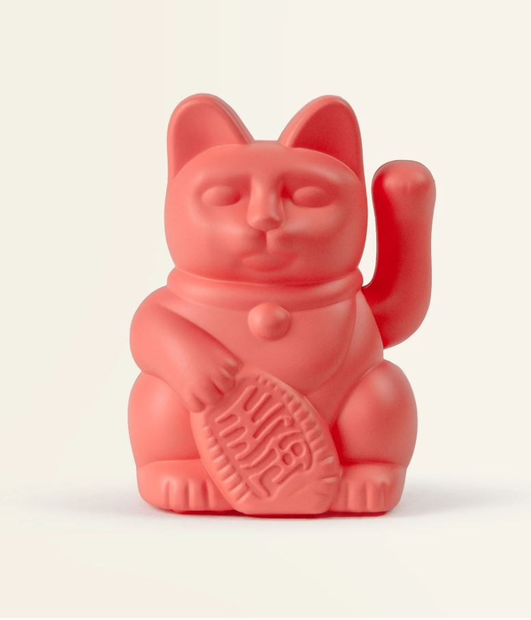 Mini lucky cat solaire orange néon 'énergie'