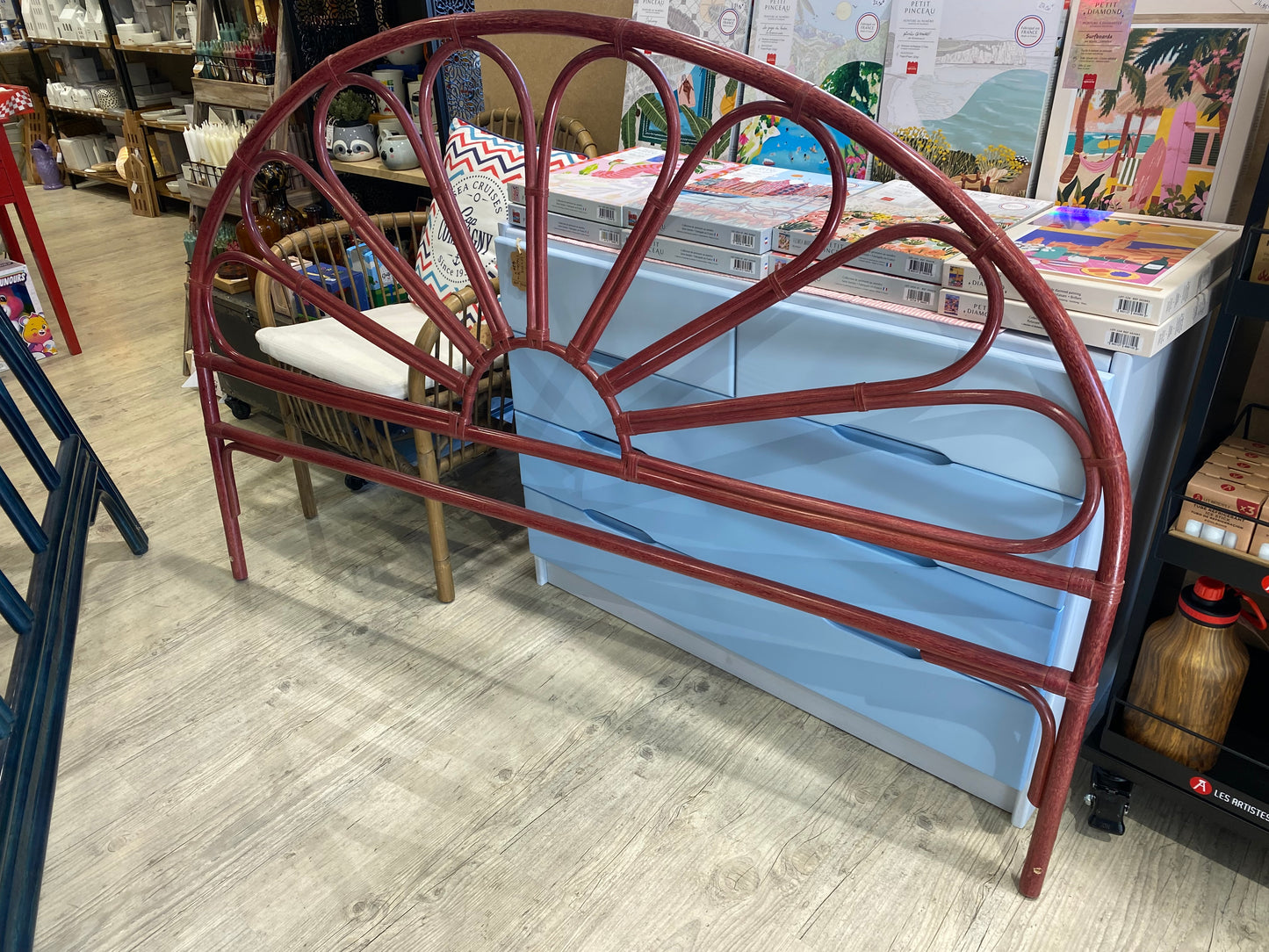 TETE DE LIT ROTIN BAMBOU BORDEAUX