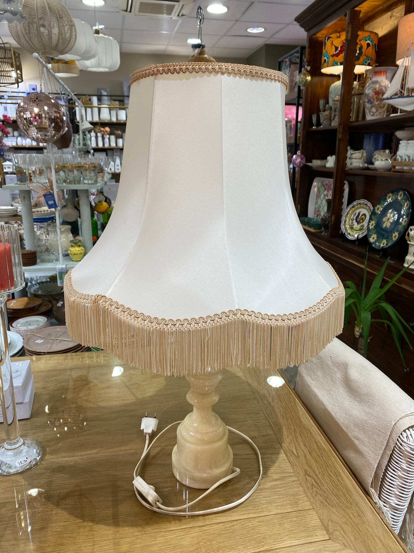 Grande lampe ancienne pied albâtre