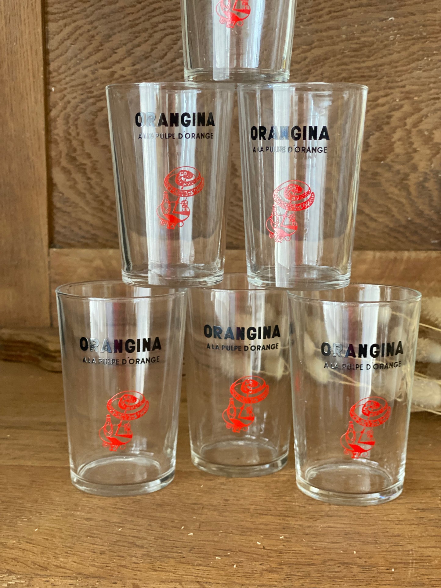 6 verres orangina 1950