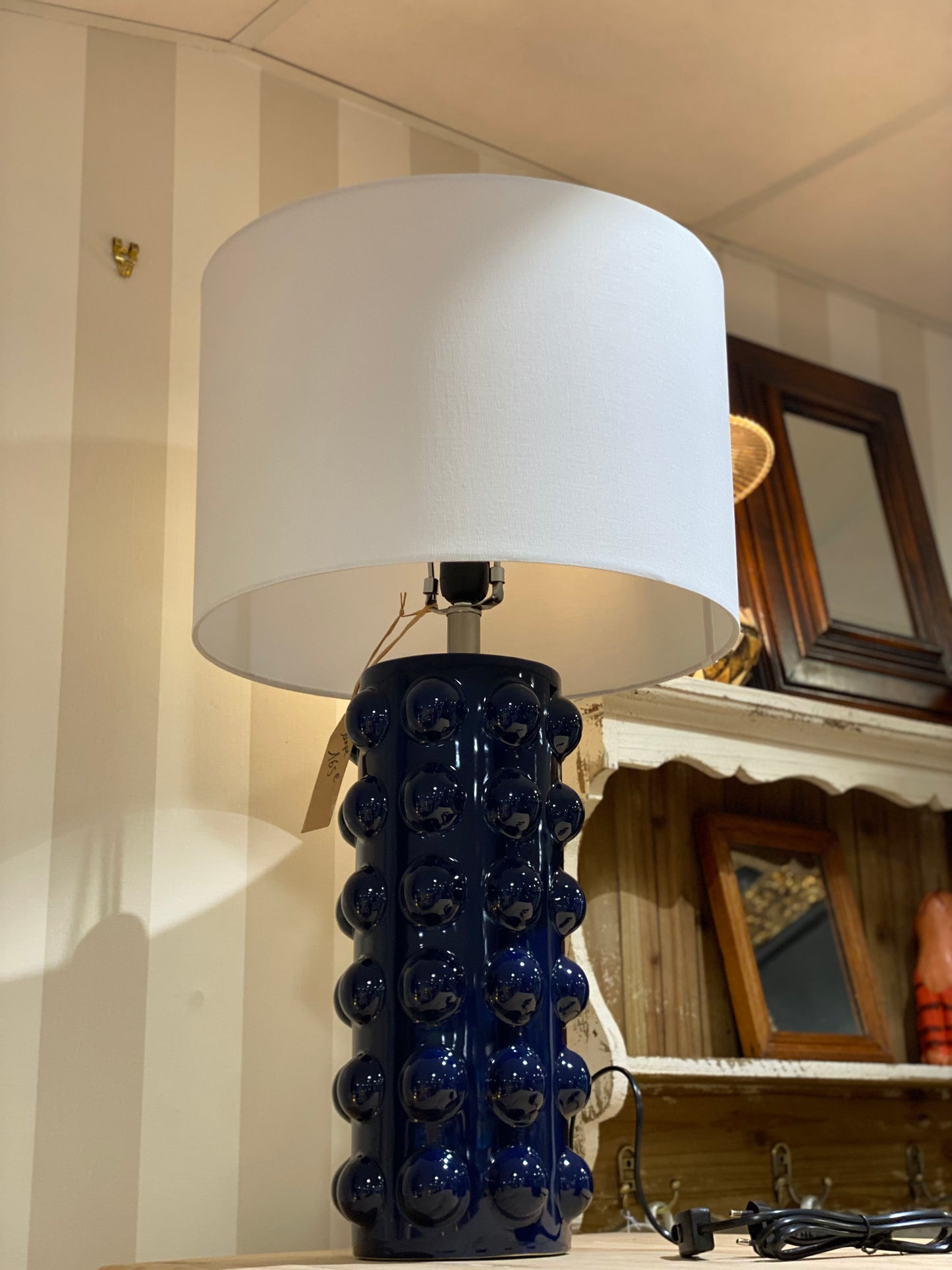 Lampe à poser en grès et lin