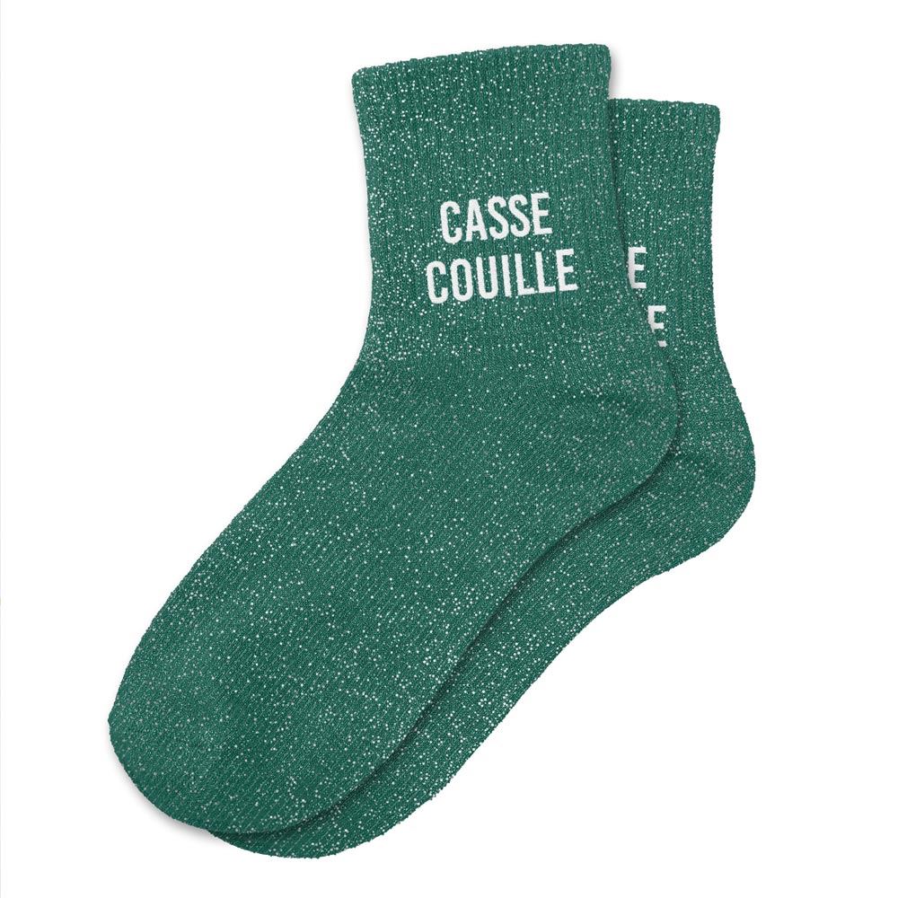 Chaussettes paillettes "CASSE COUILLE"