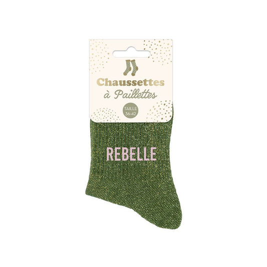 Chaussettes paillettes "REBELLE"