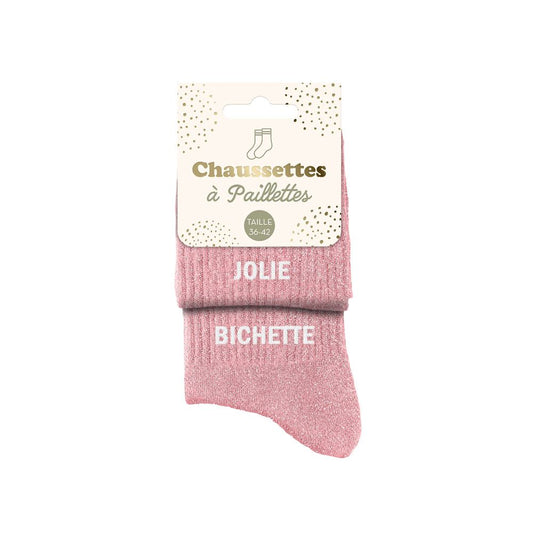 Chaussettes paillettes duo "JOLIE BICHETTE"