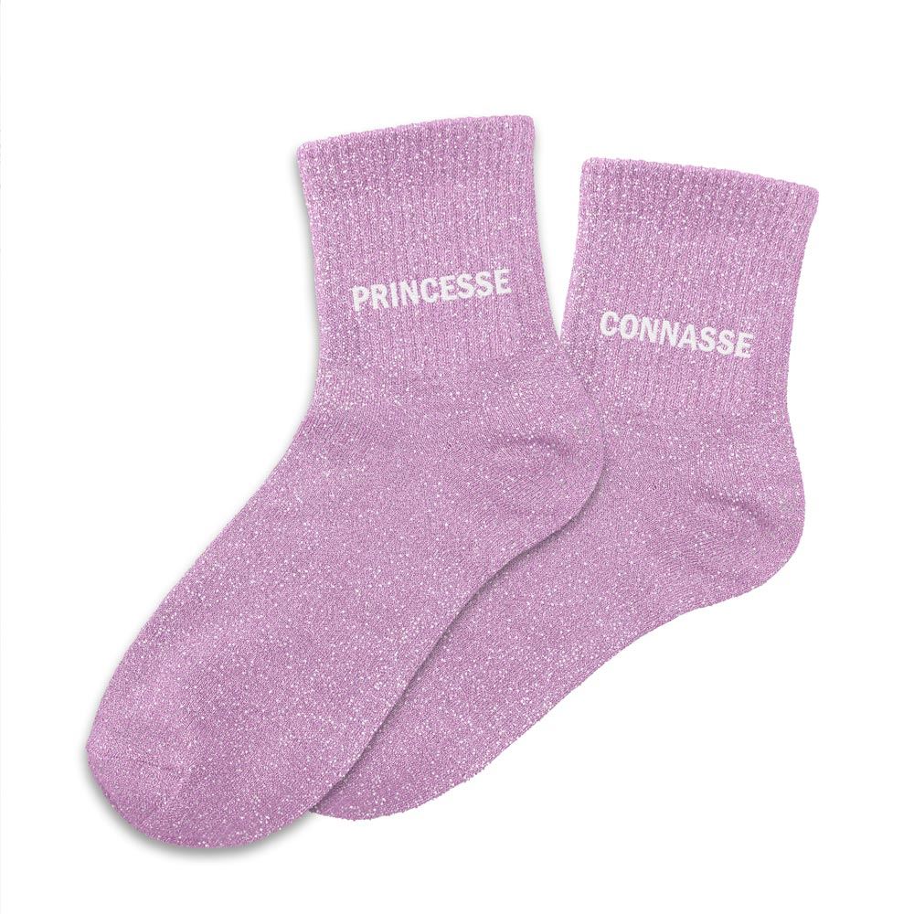 Chaussettes paillettes duo "PRINCESSE CONNASSE"